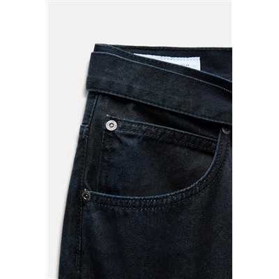 TRF BELTED DENIM TROUSERS