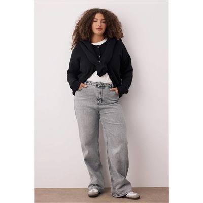 Gri Yüksek Bel Geniş Paça Büyük Beden Wide Leg Jeans TBBAW23CJ00020