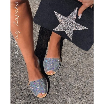 AB. Zapatos 320-5 GLITTER PLATA+GLITTER ESTRELLA