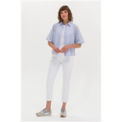 Kadın Beyaz Mom High Waist Fit Jean Pantolon