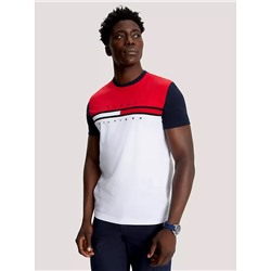 TOMMY HILFIGER COLORBLOCK FLAG STRIPE LOGO T-SHIRT