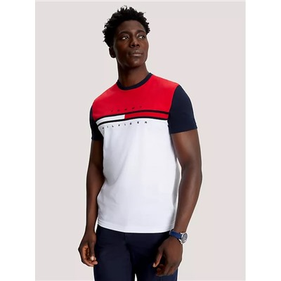 TOMMY HILFIGER COLORBLOCK FLAG STRIPE LOGO T-SHIRT