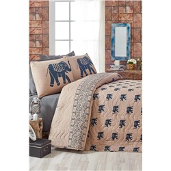 Ev & Ev Home Çift Kişilik Kapitone Yatak Örtüsü Seti Fil Mavi Ep-010262
