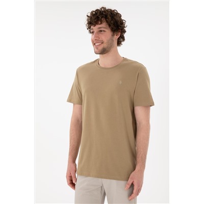 Erkek Regular Fit Bisiklet Yaka Gri Basic Tişört