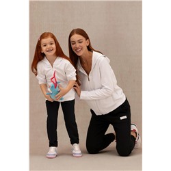 Kız Çocuk Beyaz Kapüşonlu Sweatshirt