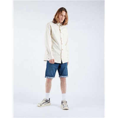 Printed Base Straight Fit Denim Shorts, Men, Dark Blue