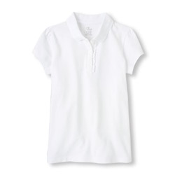 Girl Short Sleeve Ruffle-Placket Polo