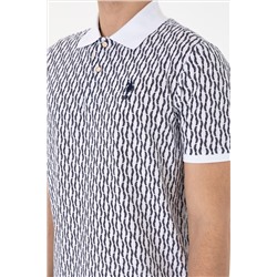 Erkek Regular Fit Polo Yaka Lacivert Desenli Tişört