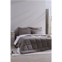 Bobigny Çift Kişilik Pamuklu SuperSoft Comforter Set - Antrasit