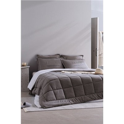 Bobigny Çift Kişilik Pamuklu SuperSoft Comforter Set - Antrasit