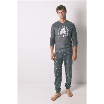 Pijama largo hombre polar "Motorcycle"
