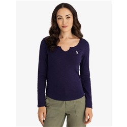 NOTCH NECK LONG SLEEVE T-SHIRT