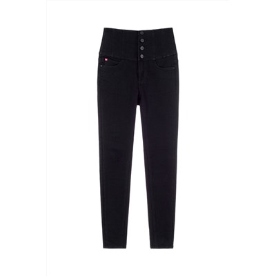 Vaquero skinny fit de tiro alto Negro