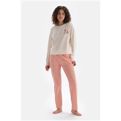 Dagi Ekru Nakış Detaylı Uzun Kollu Pijama Takımı 23WW17546BB_316