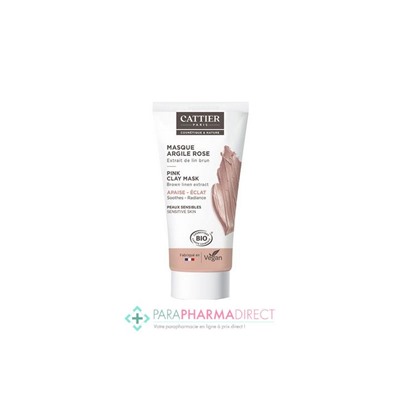 Cattier Argile Rose Masque Extrait de Lin Brun Bio 30ml