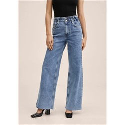 Vaqueros wideleg cintura elástica -  Mujer | MANGO OUTLET España