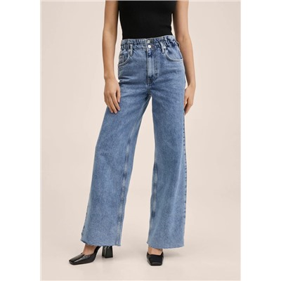 Vaqueros wideleg cintura elástica -  Mujer | MANGO OUTLET España