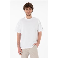 Erkek Oversize Fit Bisiklet Yaka Beyaz Tişört