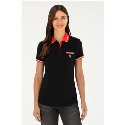 U.S. Polo Assn., Kadın Siyah Polo Yaka Tişört 50285842-vr046