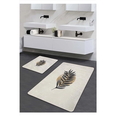 Pilloveland Kaymaz Taban Yıkanabilir 2’li Banyo Paspası - Opal Desenli 60*100 Cm - 50*60 Cm BM0182