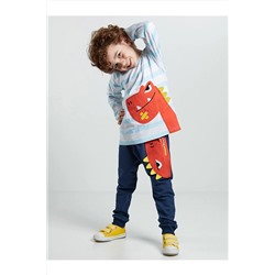DenokidsTuruncu Dino Erkek Çocuk T-shirt Pantolon Takım