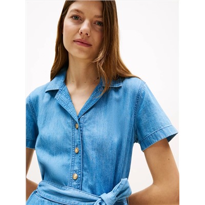 Belted Chambray Midi Shirtdress