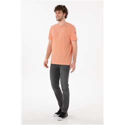 Erkek Regular Fit Bisiklet Yaka Somon Basic Tişört