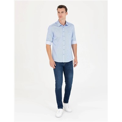 Mavi Slim Fit Uzun Kollu Gömlek