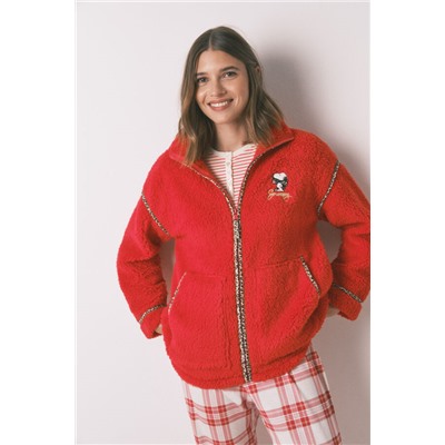 Bata corta borreguito rojo bordado Snoopy