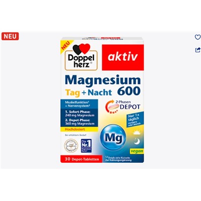 Magnesium 600 Tag + Nacht Depot-Tabletten 30 St, 52,5 g