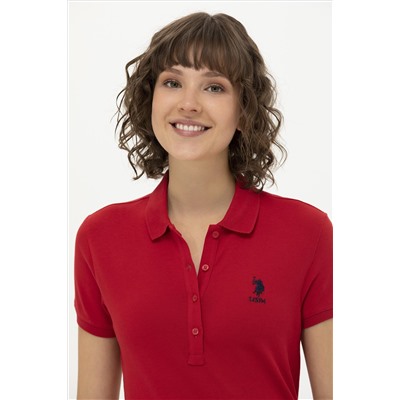 Kadın Kırmızı Basic Polo Yaka Tişört