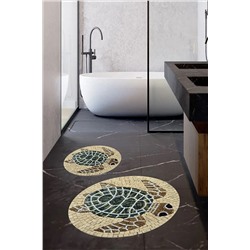 ESTA HALI Kaplumbağa Desenli Banyo Halı Takımı (40x60/60x100) - Cp813 CP813
