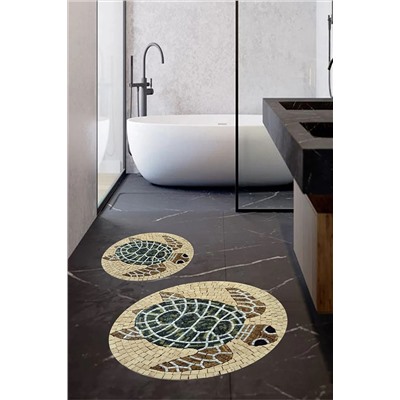ESTA HALI Kaplumbağa Desenli Banyo Halı Takımı (40x60/60x100) - Cp813 CP813