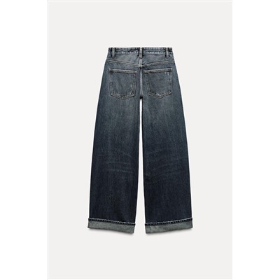 RELAXED FIT FOLD-UP LOW-RISE JEANS