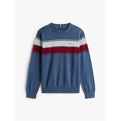 Block-Stripe Crewneck Sweater
