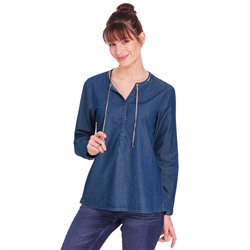 Damen Bluse in Denim-Optik