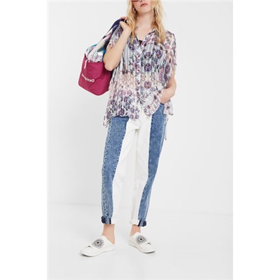 Camisa boho manga corta
