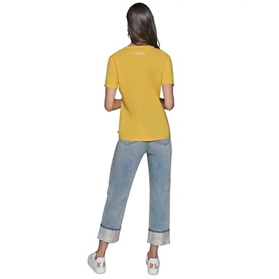 KARL LAGERFELD PARIS Women's Embroidered Bonjour T-Shirt