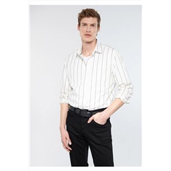 Mavi Çizgili Beyaz Gömlek Slim Fit / Dar Kesim 0210487-70057