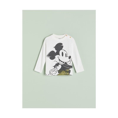 Langarmshirt mit Druck Mickey Mouse aus Baumwolle