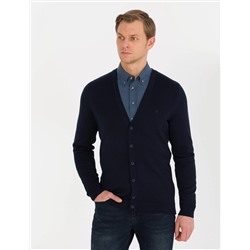 Lacivert Slim Fit Basic Triko Hırka