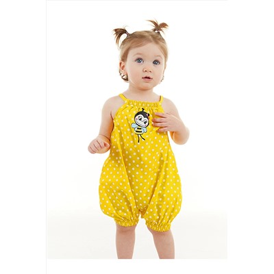Denokids Arı Kız Bebek Poplin Sarı Tulum CFF-23Y2-031