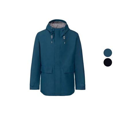 LIVERGY® Herren Regenmantel, mit Kapuze und Kordel