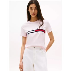 Embroidered Flag Stripe Logo T-Shirt