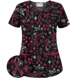 UA Celebrate Pink Black Scrub Top
