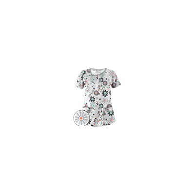 UA Honeycombs And Flowers Pewter Asymmetrical Scrub Top