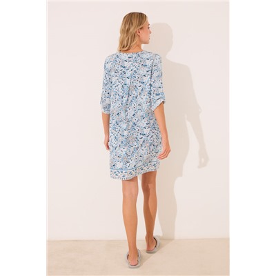 Camisola corta viscosa flores azul
