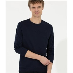 Erkek Lacivert Basic Bisiklet Yaka Sweatshirt