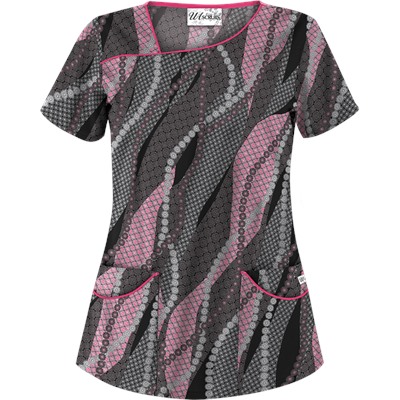 UA Floral Waterfall Black Scrub Top