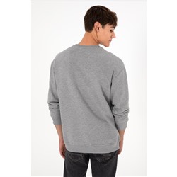 Erkek Gri Melanj Basic Sweatshirt